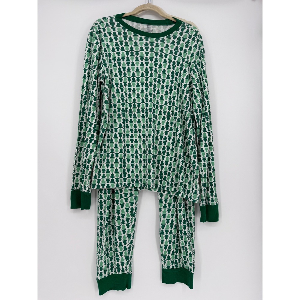 Hanna Andersson Pajama Set Adult XL Green Tree Print Organic Cotton Holiday